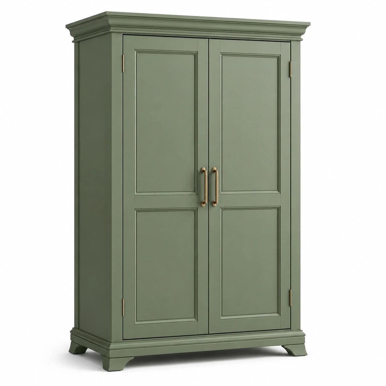 Armoire de rangement en bois vert sauge à 2 portes, style classique, 100 × 50 × 180 cm