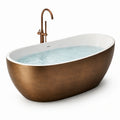 Baignoire îlot ovale en acrylique blanc et bronze, 170 × 80 × 58 cm, style contemporain