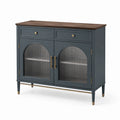 Buffet contemporain anthracite avec plateau brun et verre cannelé, 120 × 40 × 100 cm