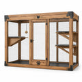 Enclos pour chat en bois brun et grillage noir, 3 plateformes, 180 × 80 × 170 cm