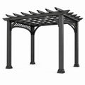 Pergola de jardin en aluminium noir avec toit ajouré, 365 × 305 × 250 cm