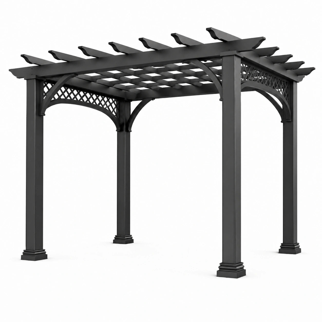 Pergola de jardin en aluminium noir avec toit ajouré, 365 × 305 × 250 cm